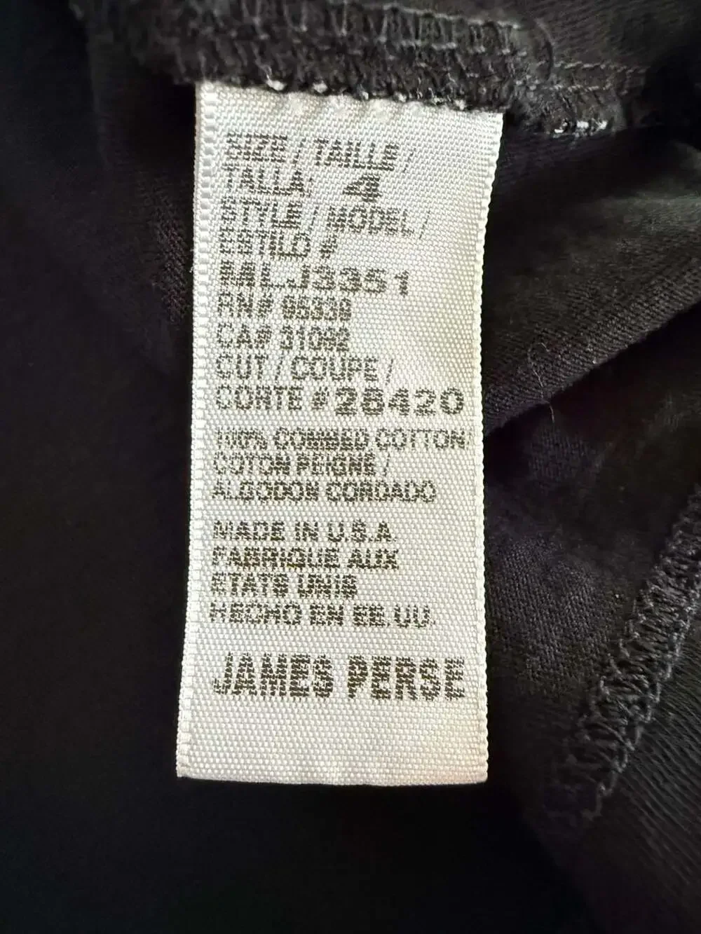 Standard James Perse Men's Black Long Sleeve Size 4